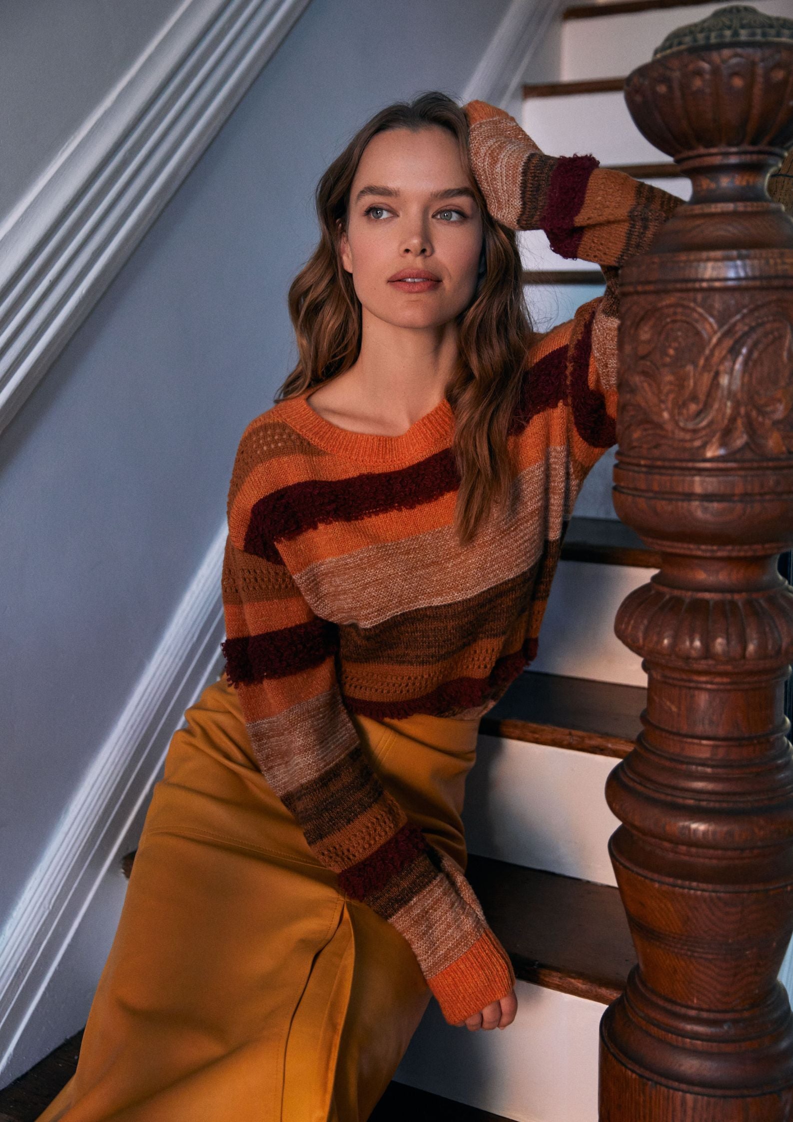 Textured stripe boat neck sweater – Iris Setlakwe