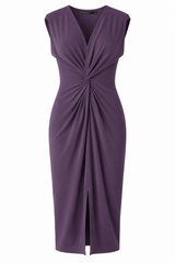Robe sans manches en jersey mat avec nœud sur le devant