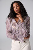 Button up blouse with lace insert