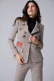 Horse riding jacket with leather patch