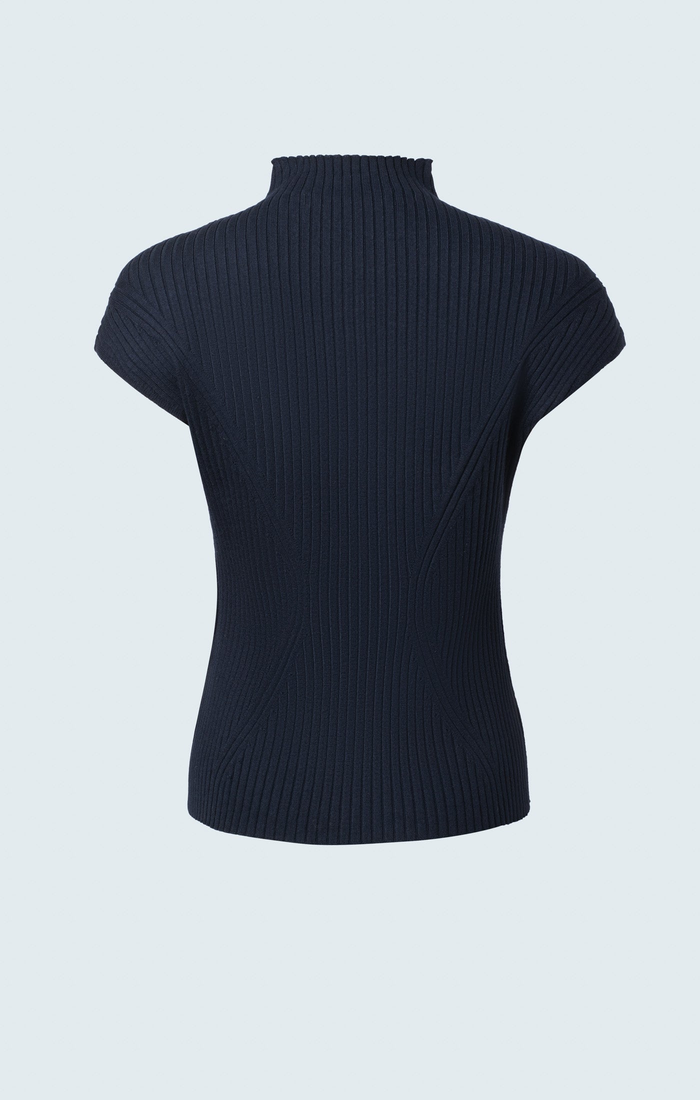 Ribbed Pointelle Collared Top - Black