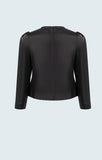 Lamb leather crop jacket with puffy sleeves