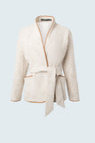 Kimono style quilted jacket with jacquard motif