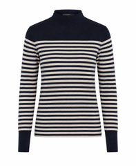 Striped long sleeves mock neck sweater