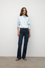 Button down classic stretch silk blouse