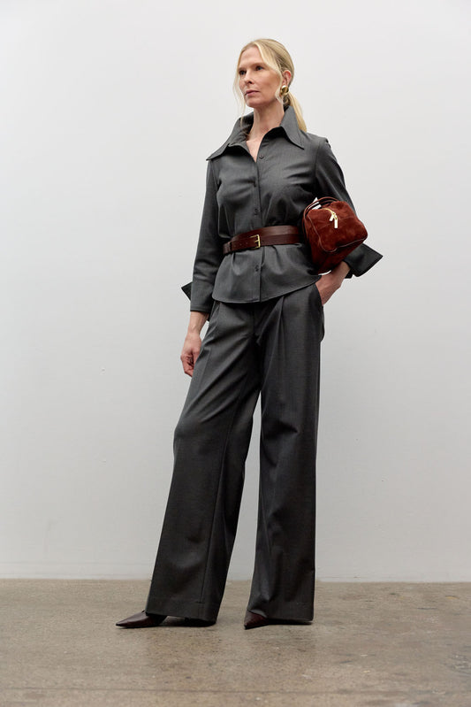 Wide leg pleated pant