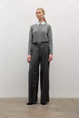 Cashmere blend long sleeve crewneck sweater