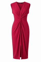 Robe sans manches en jersey mat avec nœud sur le devant