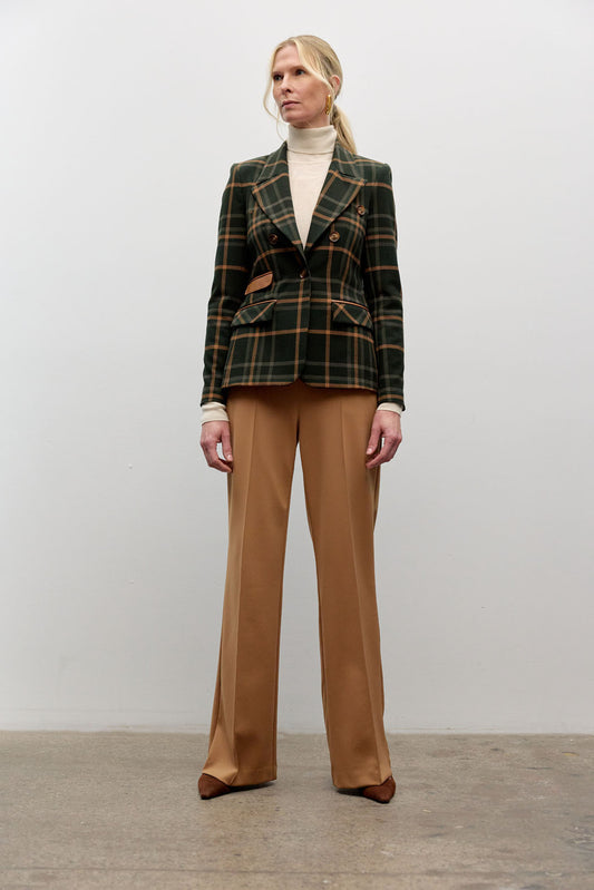 Double-Breasted Plaid Blazer