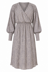 Robe imprimée col en V à poignets hauts