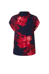 Haut imprimé floral encolure drapée