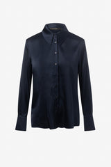 Button down classic stretch silk blouse