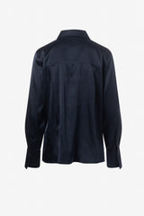 Button down classic stretch silk blouse