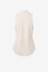Matte jersey sleeveless pleated v-neck top