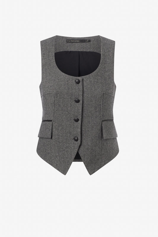 Veste avec détail cuir à chevrons