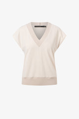 Matte jersey v neck top with rib