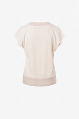 Matte jersey v neck top with rib