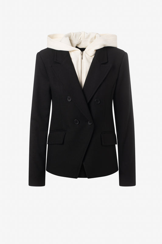 Jacket avec cuir aux coudes et capuchon