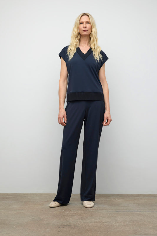 Pantalon droit à enfiler en jersey mat avec taille style boxer