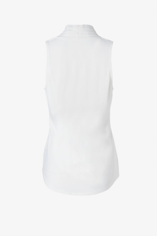 Matte jersey sleeveless pleated v-neck top