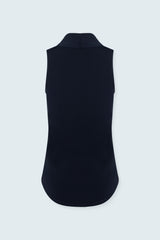 Matte jersey sleeveless pleated v-neck top