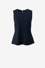 Sleeveless top with vegan leather trims