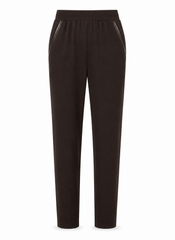Pantalon étroit à enfiler en jersey mat avec détails en cuir végane