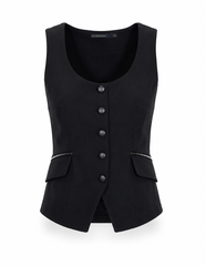 Veste sans manches en jersey mat avec détails en cuir végane
