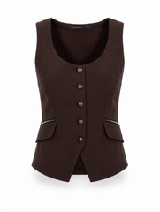 Veste sans manches en jersey mat avec détails en cuir végane