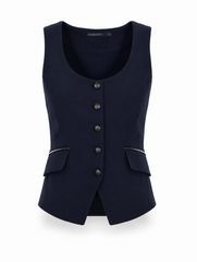 Veste sans manches en jersey mat avec détails en cuir végane
