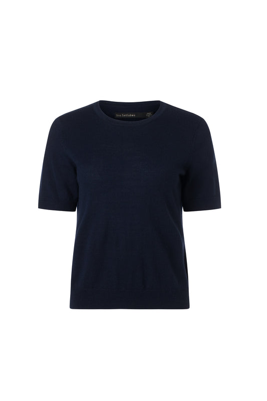 Fine merino blend short sleeve knit