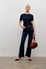 Fine merino blend short sleeve knit