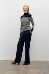 Striped long sleeves mock neck sweater