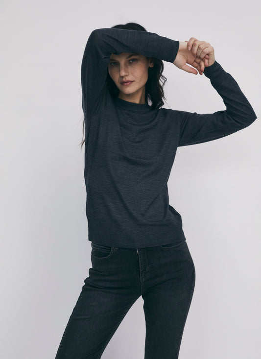 Fine merino blend crew neck sweater