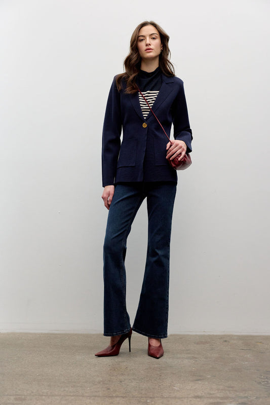 Milano knit one button blazer
