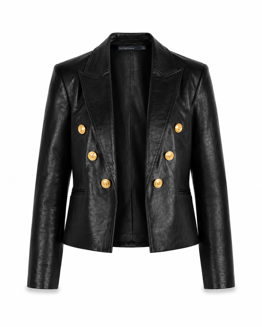 Shiny leather short jacket