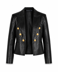 Shiny leather short jacket