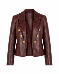Shiny leather short jacket