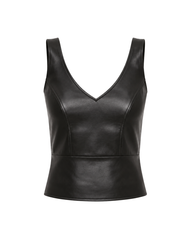 Leather bustier top with rib back