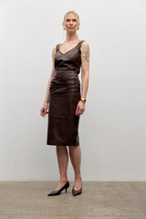 Leather bustier top with rib back