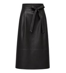 A-line leather midi skirt