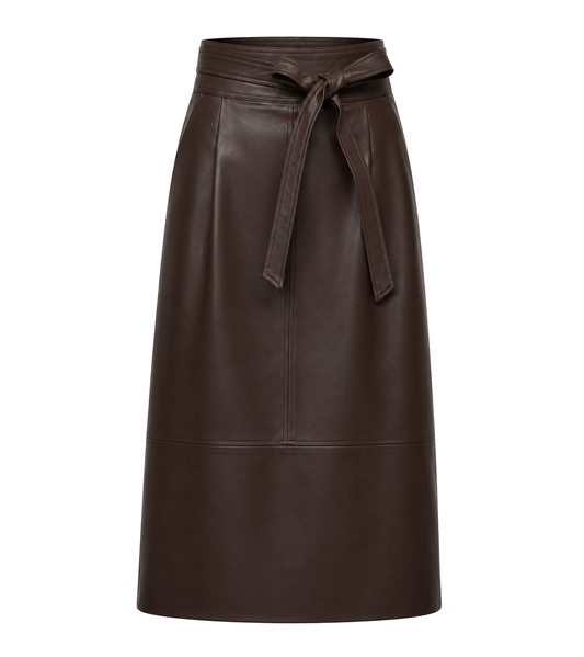 A-line leather midi skirt