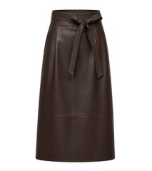 A-line leather midi skirt