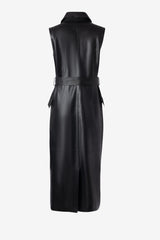 Leather sleeveless dress with belt