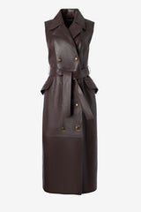 Leather sleeveless dress with belt