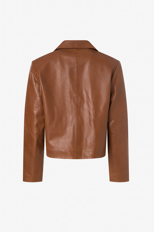 Cropped leather jacket