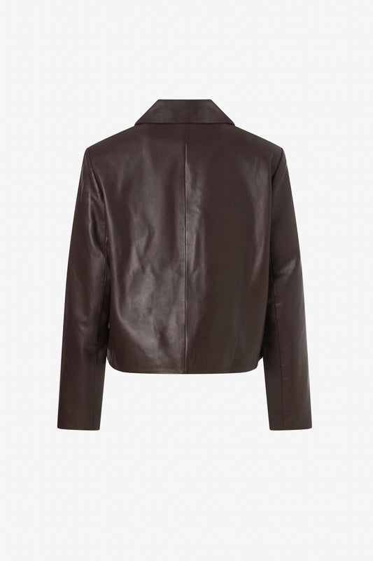 Cropped leather jacket