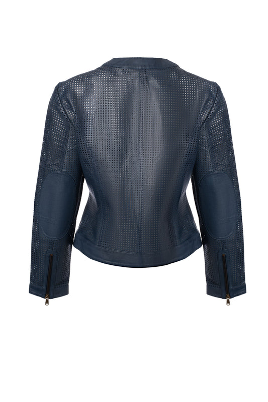 Jacket moto cuir perforé