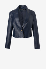 Leather boxy crop jacket