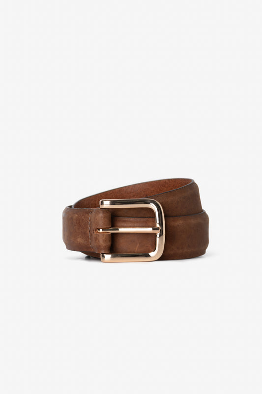 Ceinture cuir avec petite boucle dorée